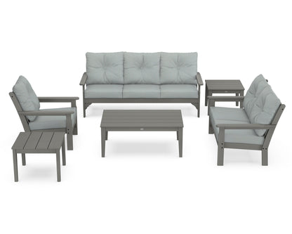 POLYWOOD® Vineyard 6-Piece Deep Seating Set in Slate Grey / Spa