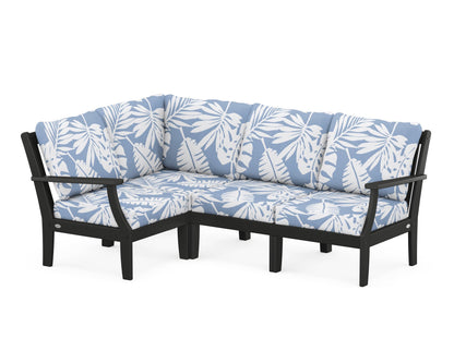 POLYWOOD® Braxton Modular 4-Piece Deep Seating Set in Black / Leaf Sky Blue