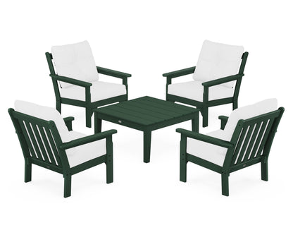 POLYWOOD® Vineyard 5-Piece Deep Seating Conversation Set in Green / Natural