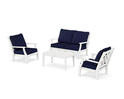 Country Living Wovendale 4-Piece Deep Seating Set with Loveseat in White / Navy