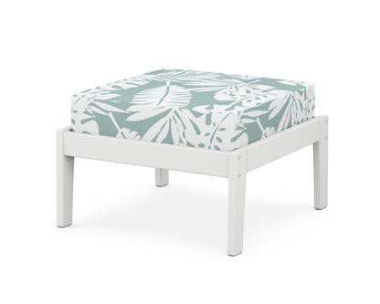 Unbranded Deep Seating Ottoman in White / Leaf Glacier Spa