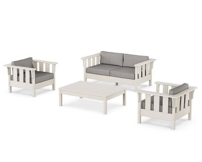 Martha Stewart by POLYWOOD® Acadia 4-Piece Deep Seating Set with Loveseat in Sand / Grey Mist