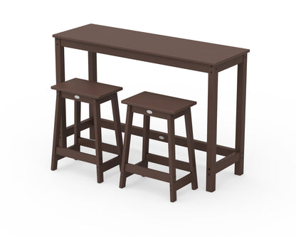 POLYWOOD® Modern Studio Stool 3-Piece Counter Balcony Set in Mahogany
