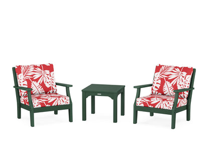Martha Stewart by POLYWOOD® Chinoiserie 3-Piece Deep Seating Set in Green / Leaf Crimson