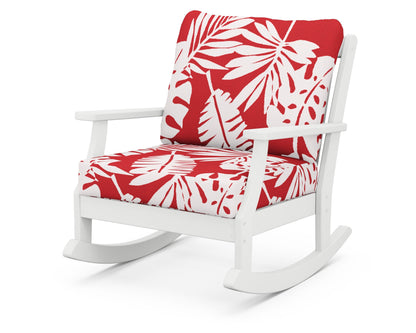 POLYWOOD® Braxton Deep Seating Rocking Chair in White / Leaf Crimson