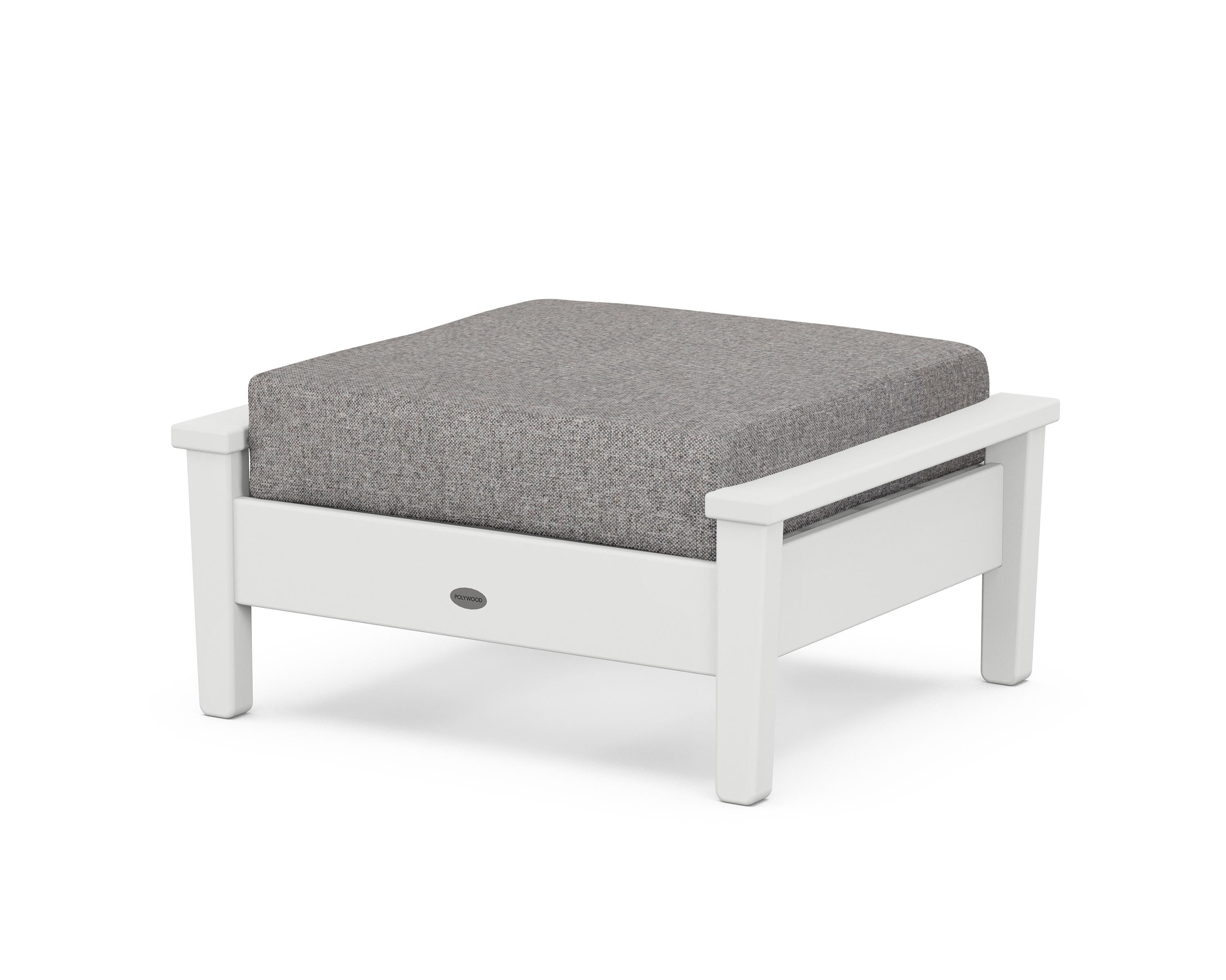POLYWOOD® Prescott Deep Seating Ottoman in White / Grey Mist