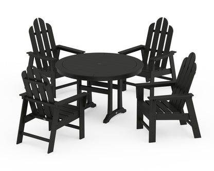 POLYWOOD® Long Island 5-Piece Round Dining Set with Trestle Legs in Black