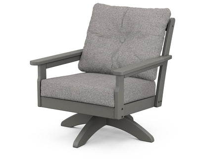 POLYWOOD® Vineyard Deep Seating Swivel Chair in Slate Grey / Grey Mist