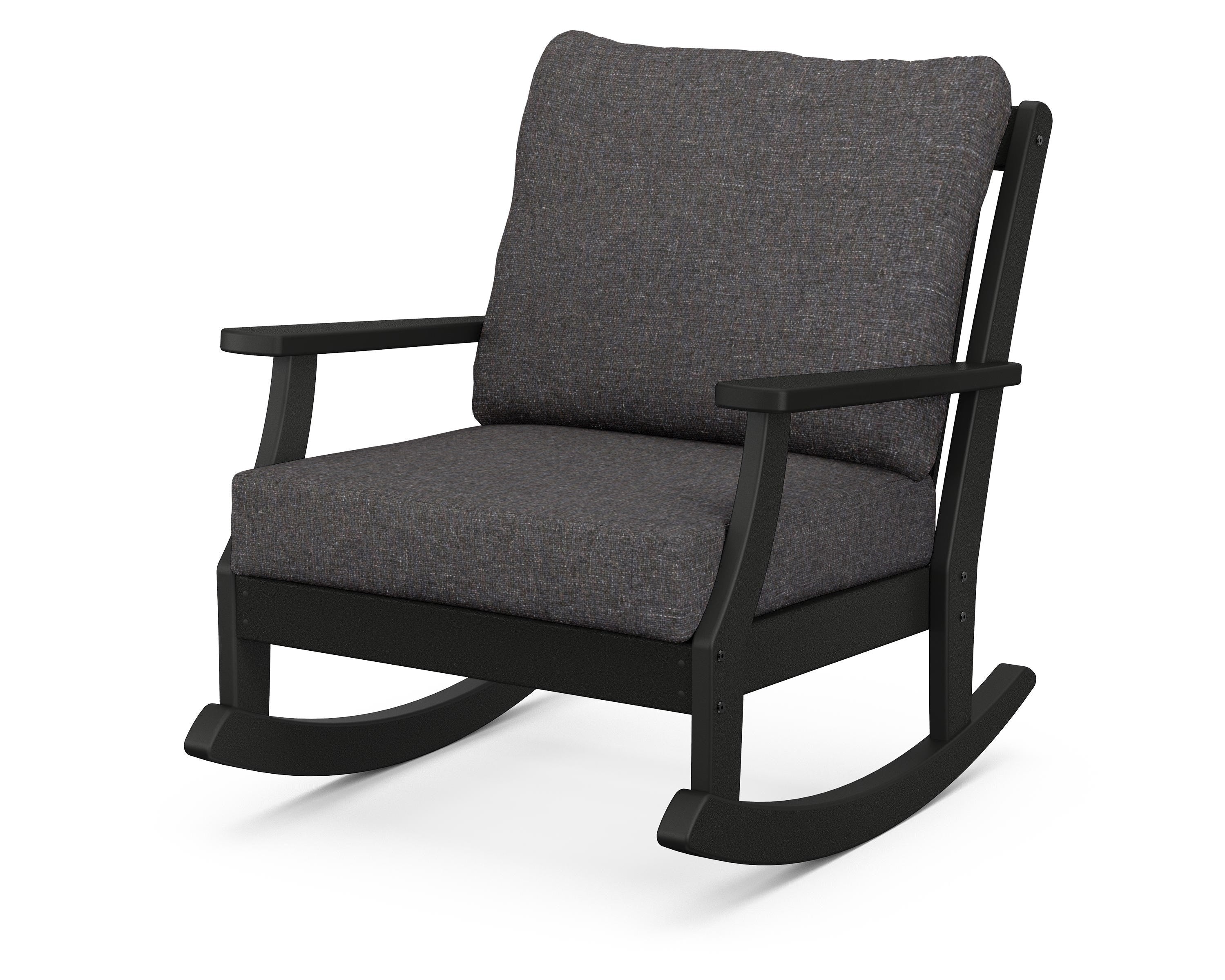 POLYWOOD® Braxton Deep Seating Rocking Chair in Black / Ash Charcoal