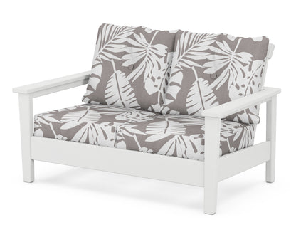 POLYWOOD® Prescott Deep Seating Loveseat in White / Leaf Grey Mist