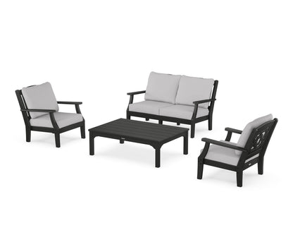 Martha Stewart by POLYWOOD® Chinoiserie 4-Piece Deep Seating Set with Loveseat in Black / Granite
