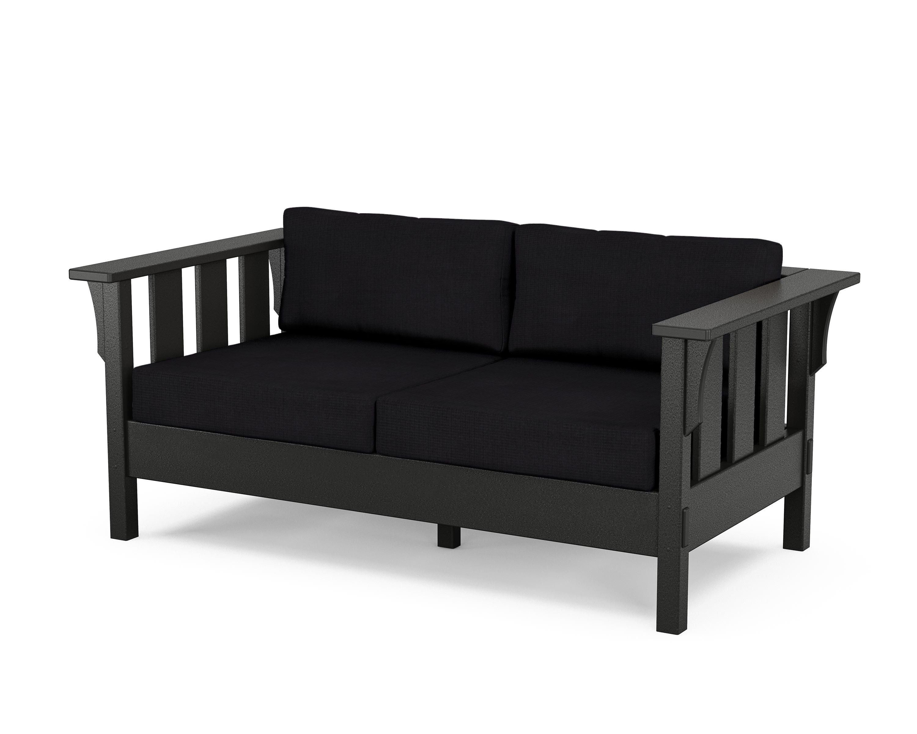 Martha Stewart by POLYWOOD® Acadia Deep Seating Loveseat in Black / Midnight Linen