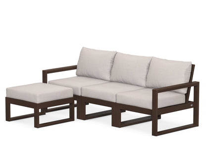POLYWOOD® EDGE 4-Piece Modular Deep Seating Set with Ottoman in Mahogany / Dune Burlap