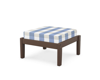 Unbranded Deep Seating Ottoman in Mahogany / Buffalo Plaid Sky Blue