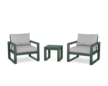 POLYWOOD® EDGE Sectional 3-Piece Deep Seating Set in Green / Granite