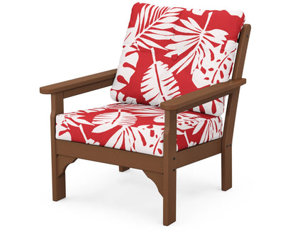 POLYWOOD® Vineyard Deep Seating Chair in Teak / Leaf Crimson