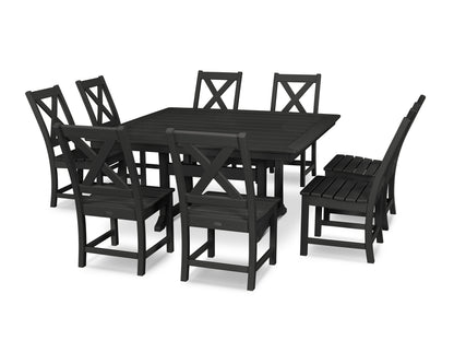 POLYWOOD® Braxton 9-Piece Nautical Trestle Dining Set in Black