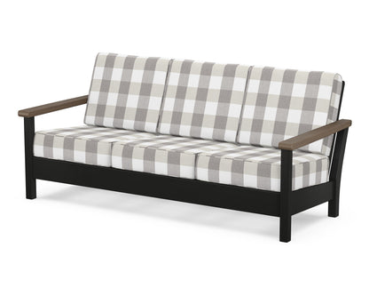 POLYWOOD® Harbour Deep Seating Sofa in Black / Kona / Buffalo Plaid Grey Mist