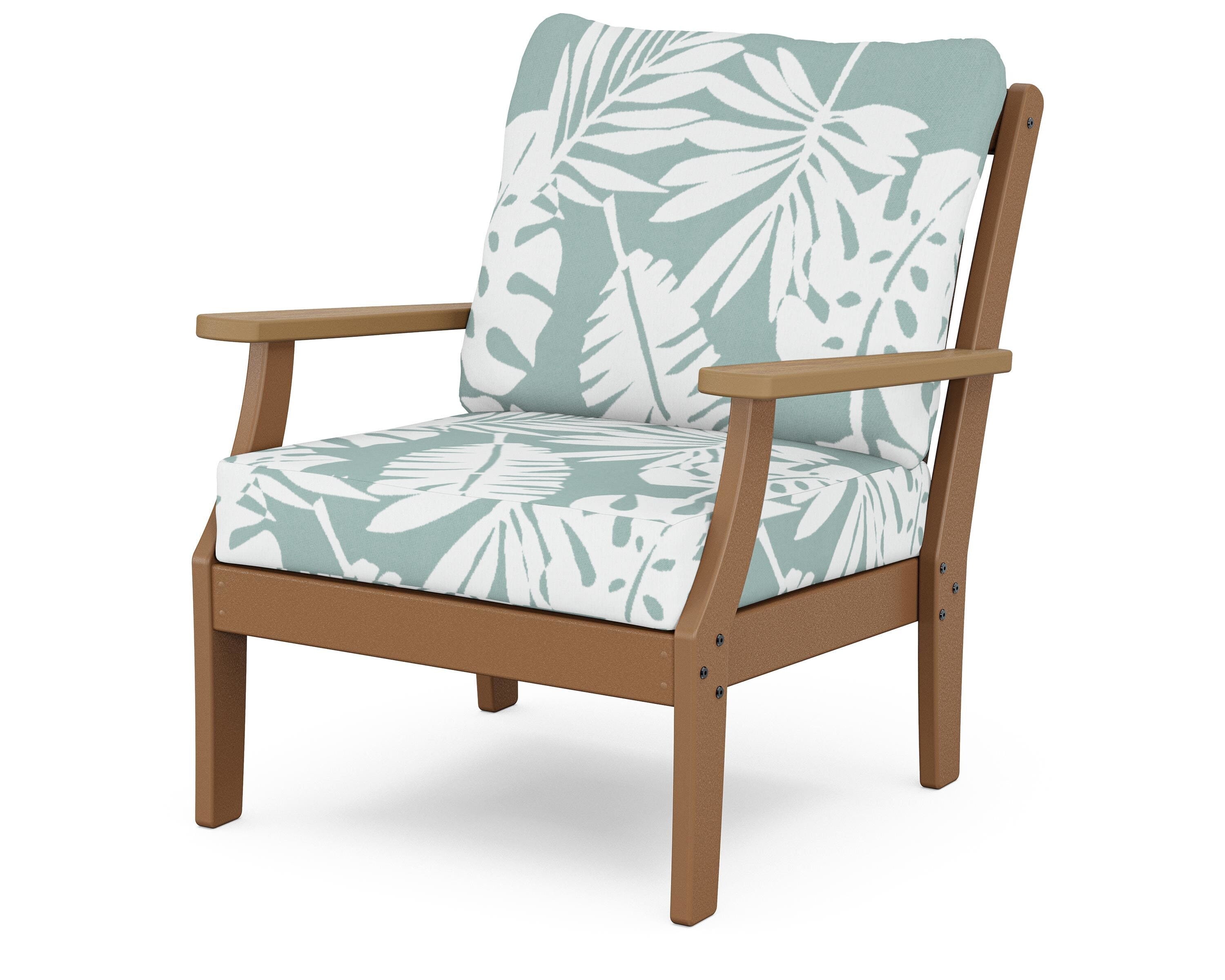 POLYWOOD® Braxton Deep Seating Chair in Teak / Natural / Leaf Glacier Spa