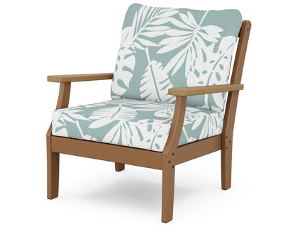 POLYWOOD® Braxton Deep Seating Chair in Teak / Natural / Leaf Glacier Spa