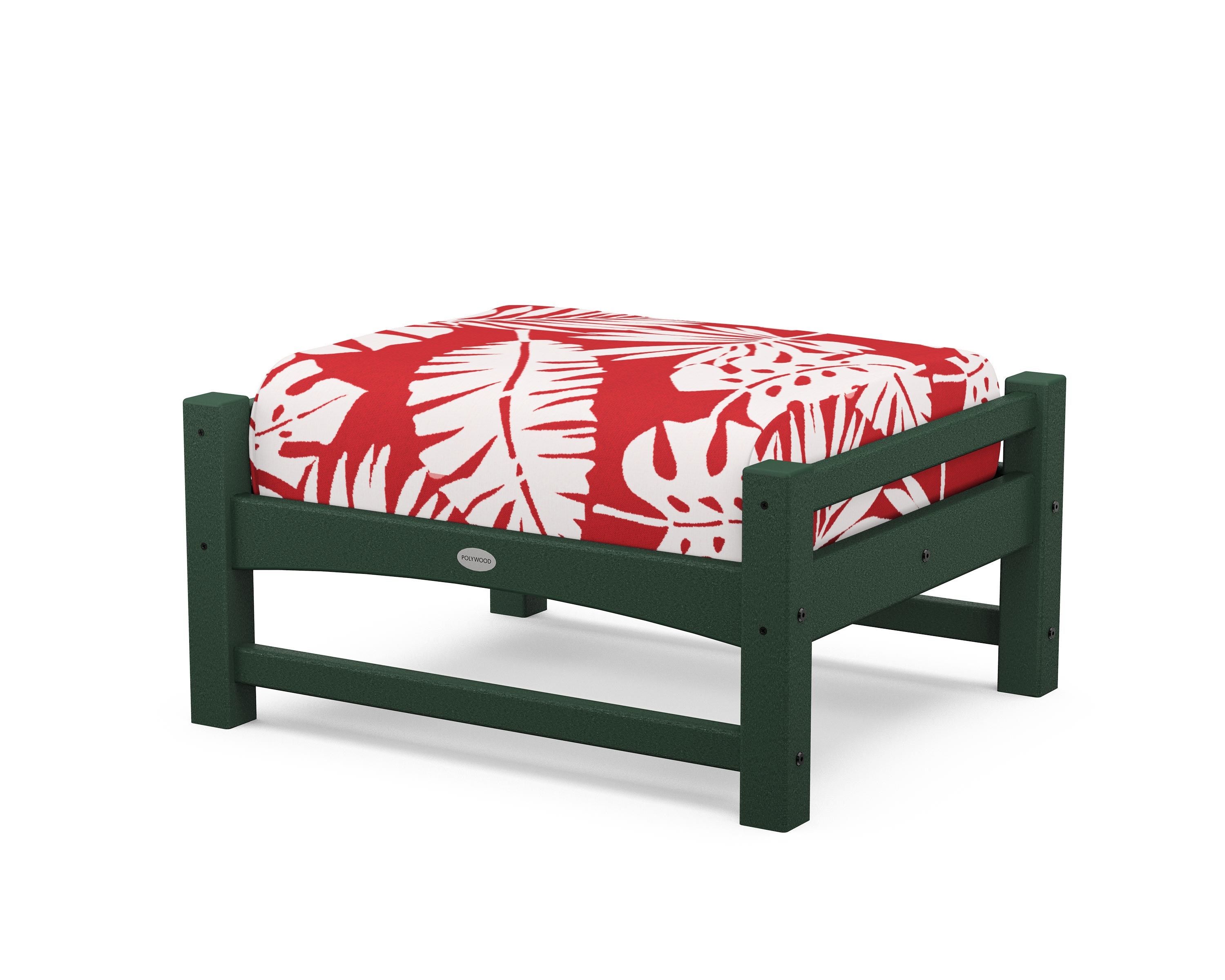 POLYWOOD® Club Ottoman in Green / Leaf Crimson
