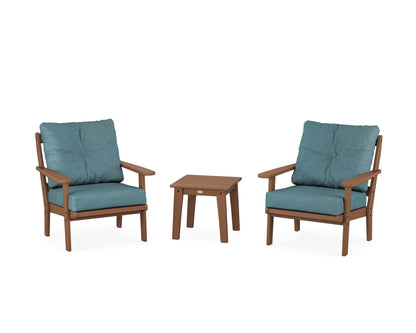 POLYWOOD® Mission 3-Piece Deep Seating Set in Teak / Ocean Teal