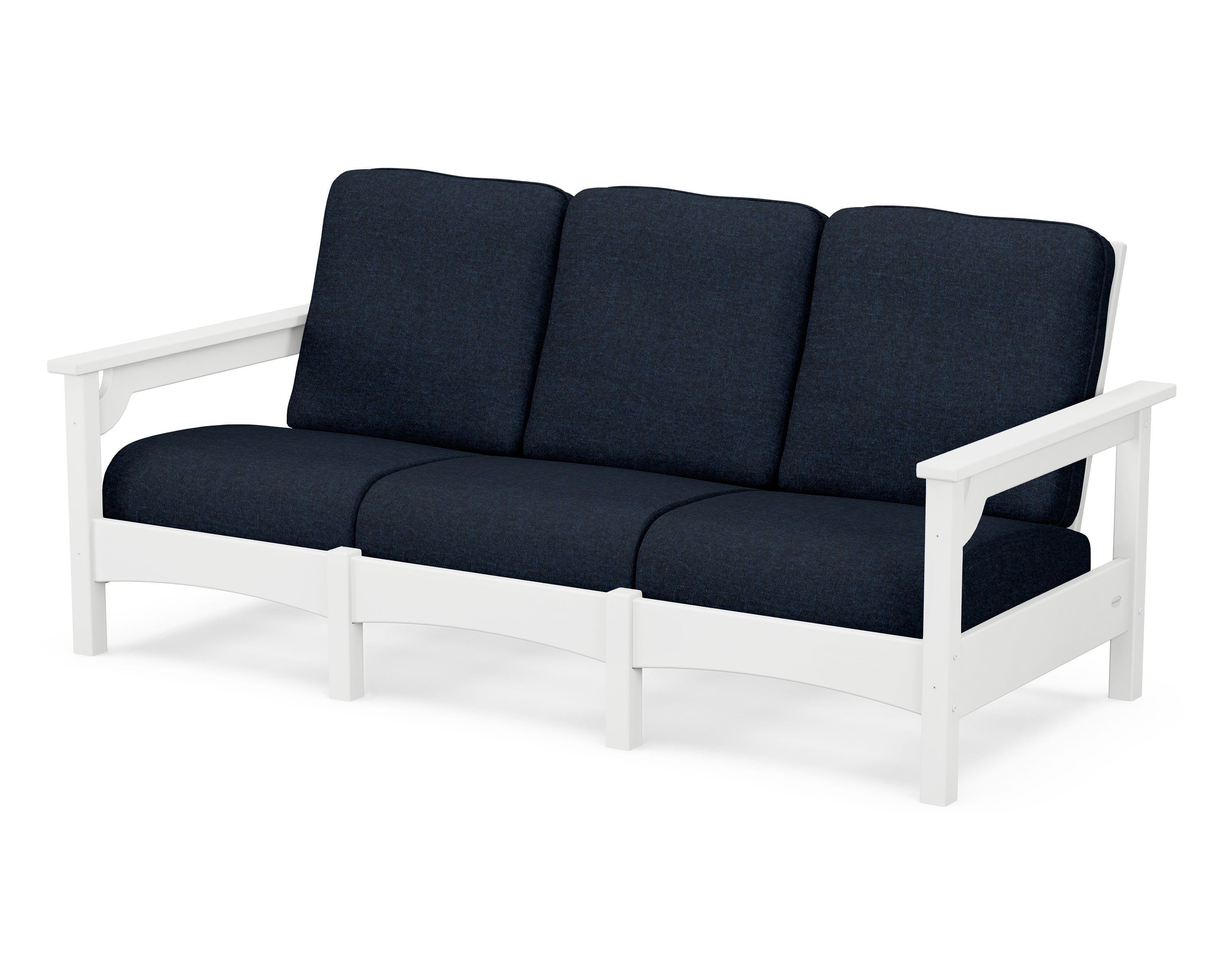 POLYWOOD® Club Sofa in White / Marine Indigo
