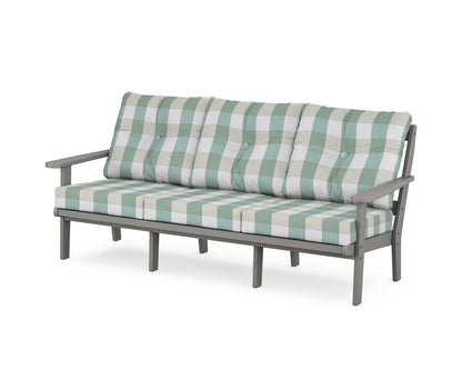 POLYWOOD® Mission Deep Seating Sofa in Slate Grey / Buffalo Plaid Glacier Spa