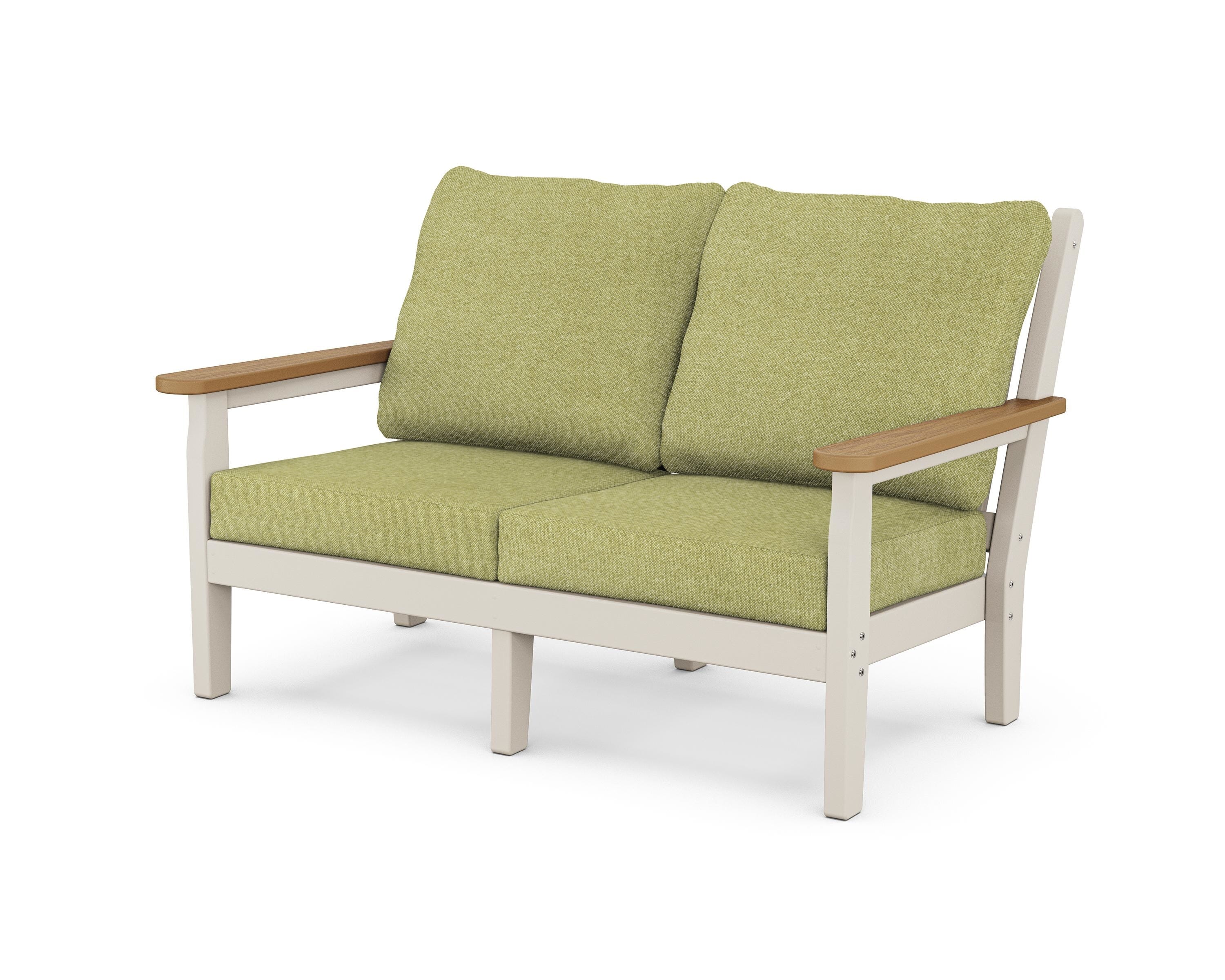 POLYWOOD® Chippendale Deep Seating Loveseat in Sand / Natural / Chartreuse Boucle