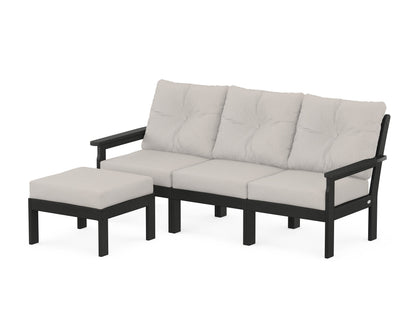 POLYWOOD® Vineyard 4-Piece Sectional with Ottoman in Black / Cast Ash