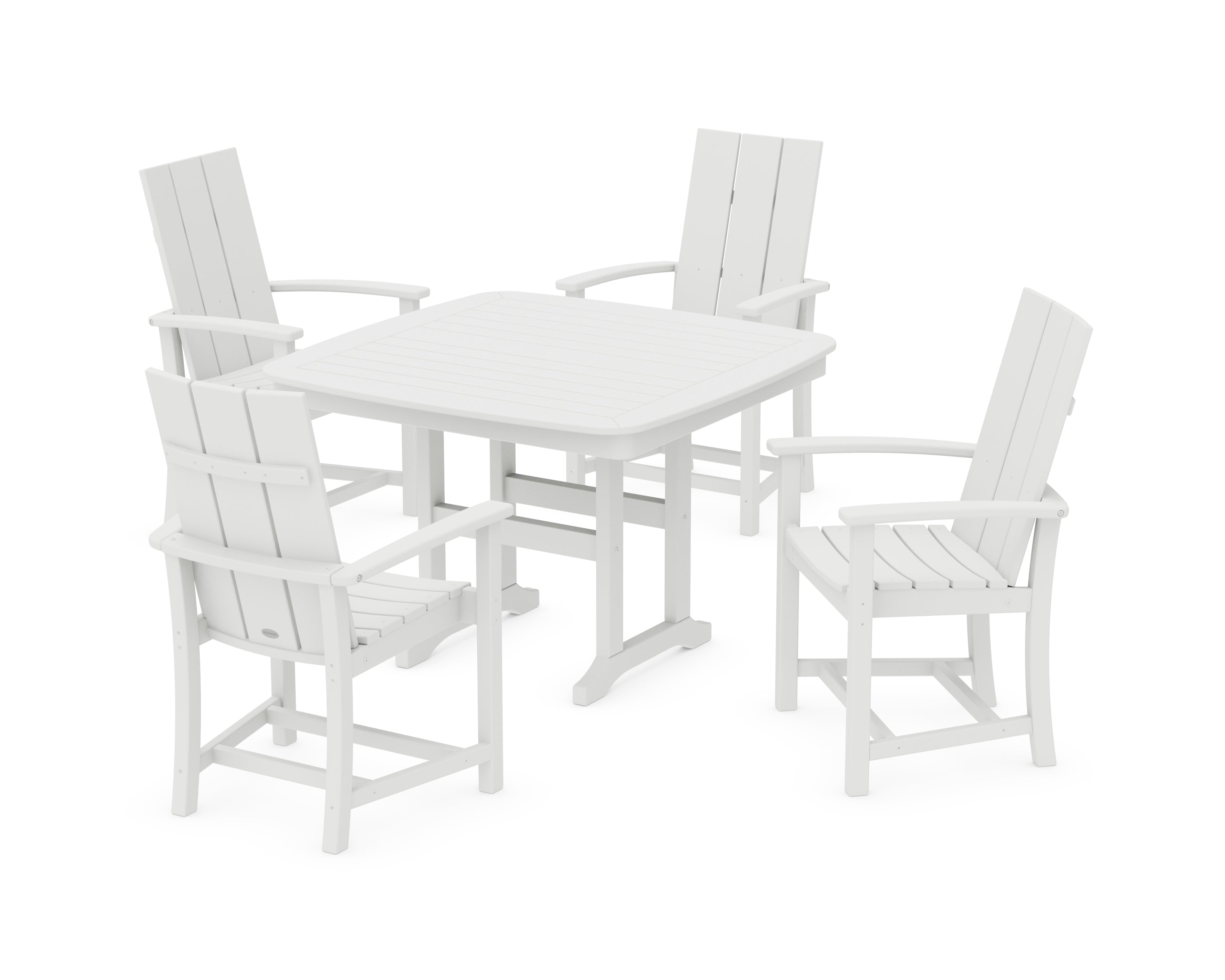 POLYWOOD® Modern Adirondack 5-Piece Dining Set with Trestle Legs in White