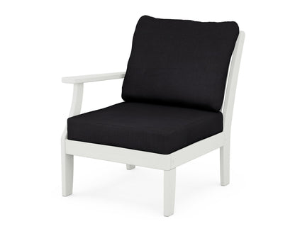 POLYWOOD® Braxton Modular Left Arm Chair in Vintage White / Midnight Linen