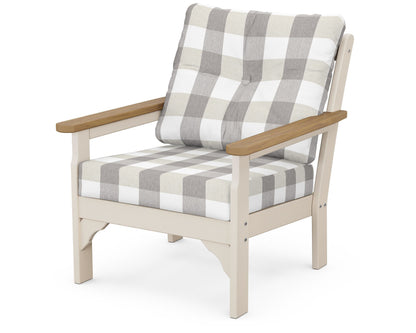 POLYWOOD® Vineyard Deep Seating Chair in Sand / Natural / Buffalo Plaid Grey Mist
