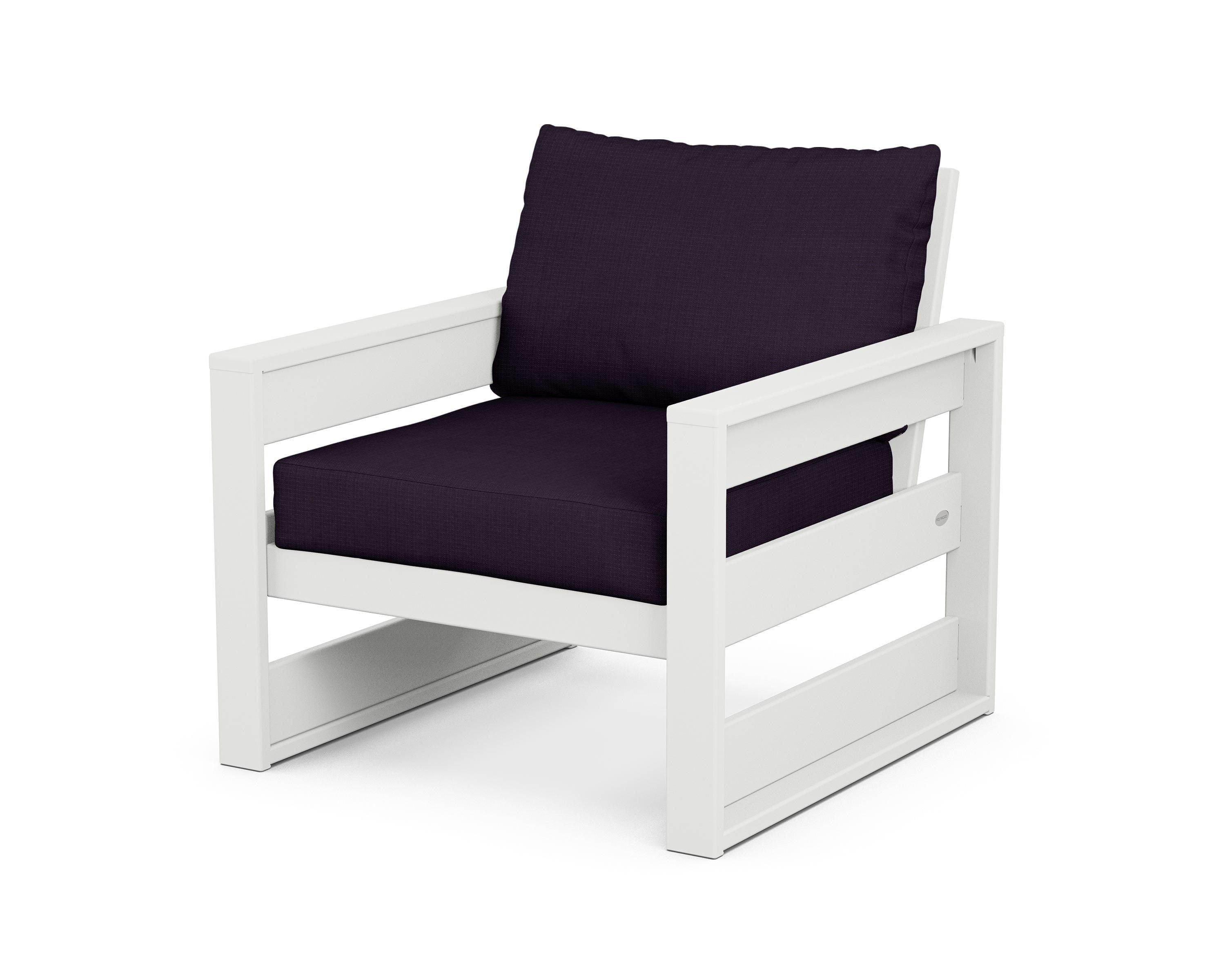 POLYWOOD® Westport Club Chair in White / Navy Linen