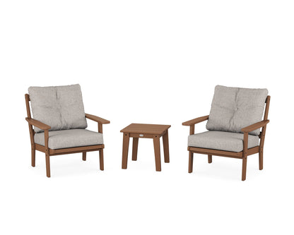 POLYWOOD® Prairie 3-Piece Deep Seating Set in Teak / Weathered Tweed