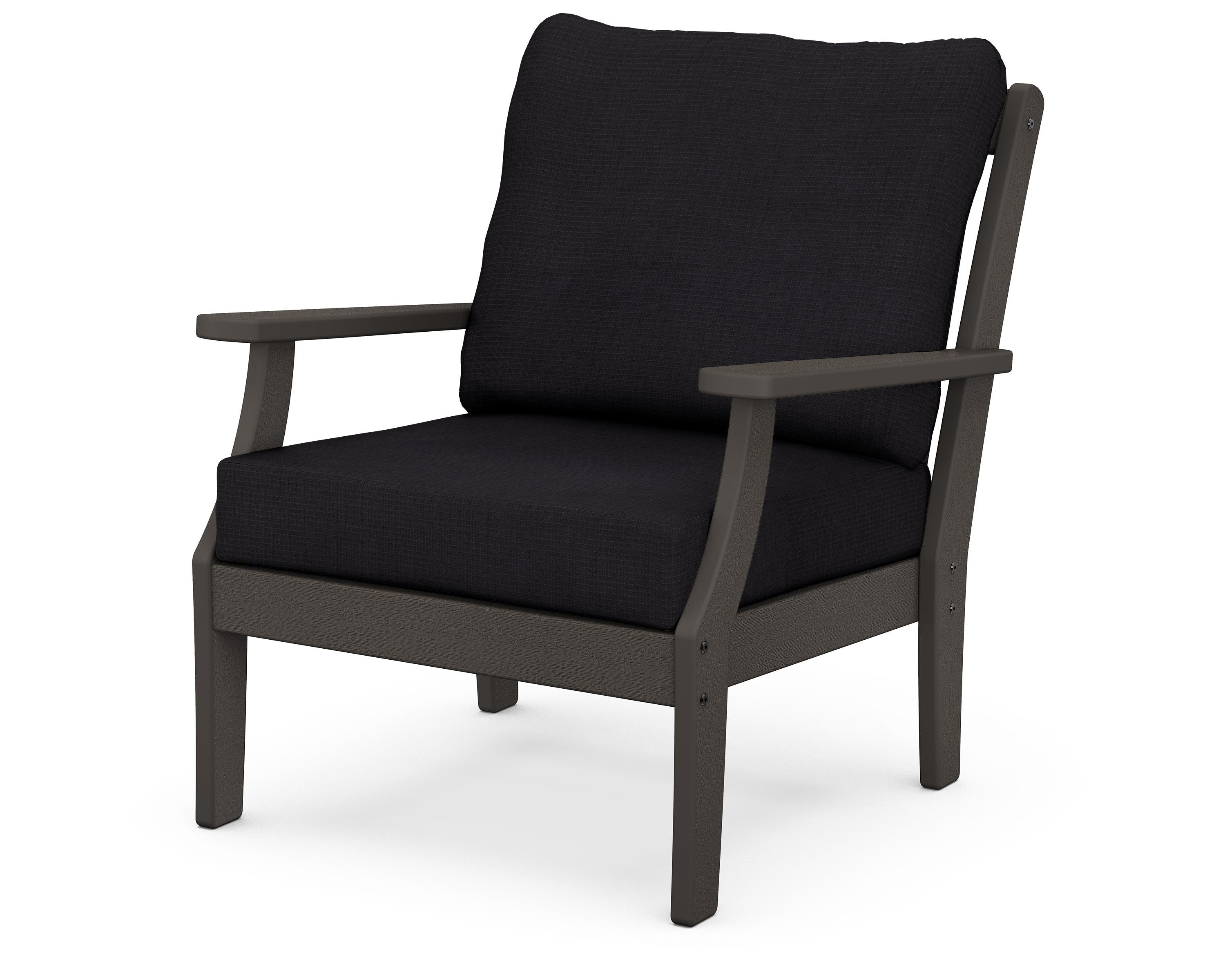 POLYWOOD® Braxton Deep Seating Chair in Vintage Coffee / Midnight Linen