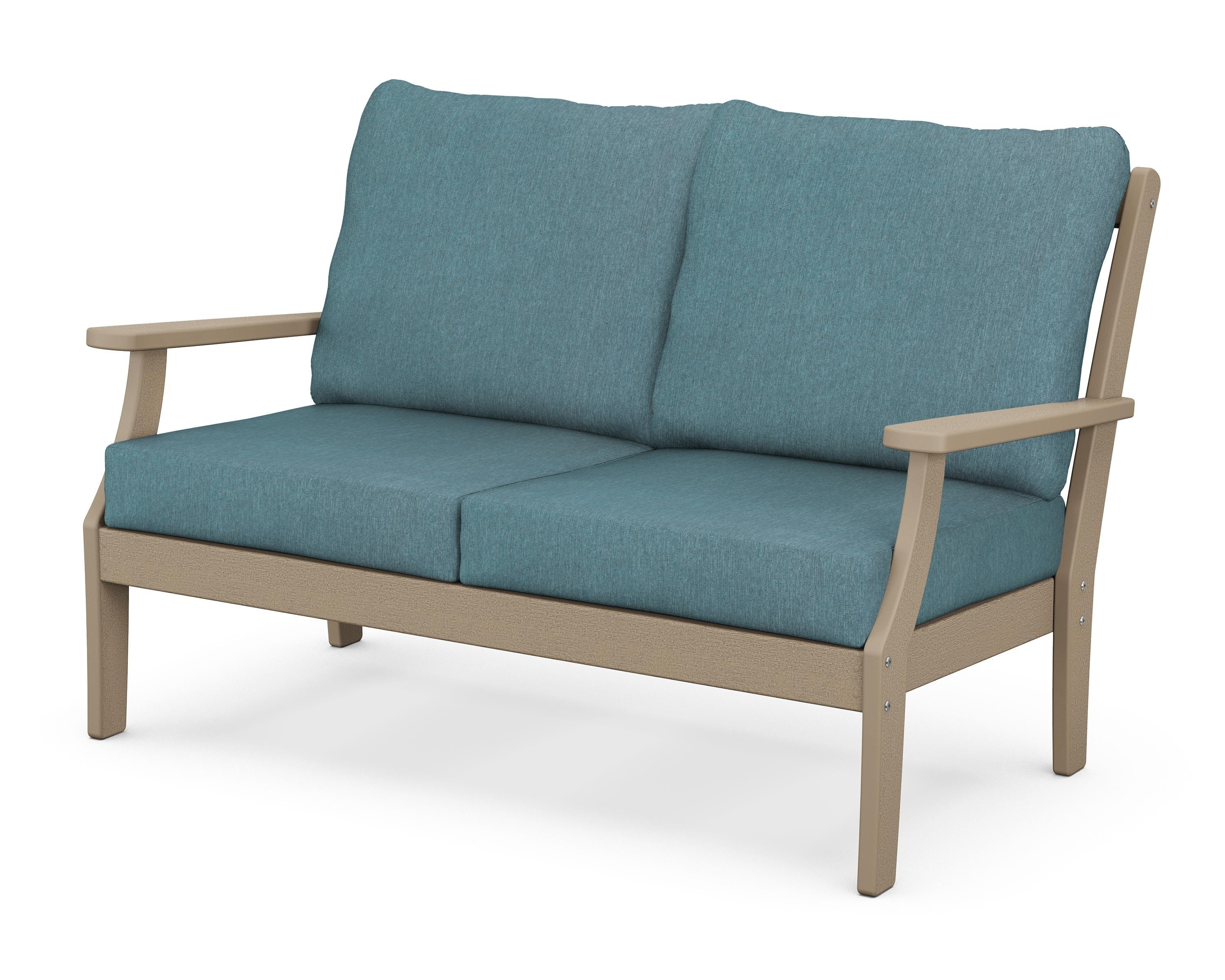 POLYWOOD® Braxton Deep Seating Loveseat in Vintage Sahara / Ocean Teal