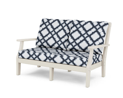 Country Living Wovendale Deep Seating Loveseat in Sand / Trellis Marine Indigo