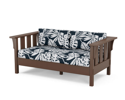 Martha Stewart by POLYWOOD® Acadia Deep Seating Loveseat in Mahogany / Leaf Marine Indigo