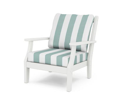 Country Living Wovendale Deep Seating Chair in White / Cabana Stripe Glacier Spa