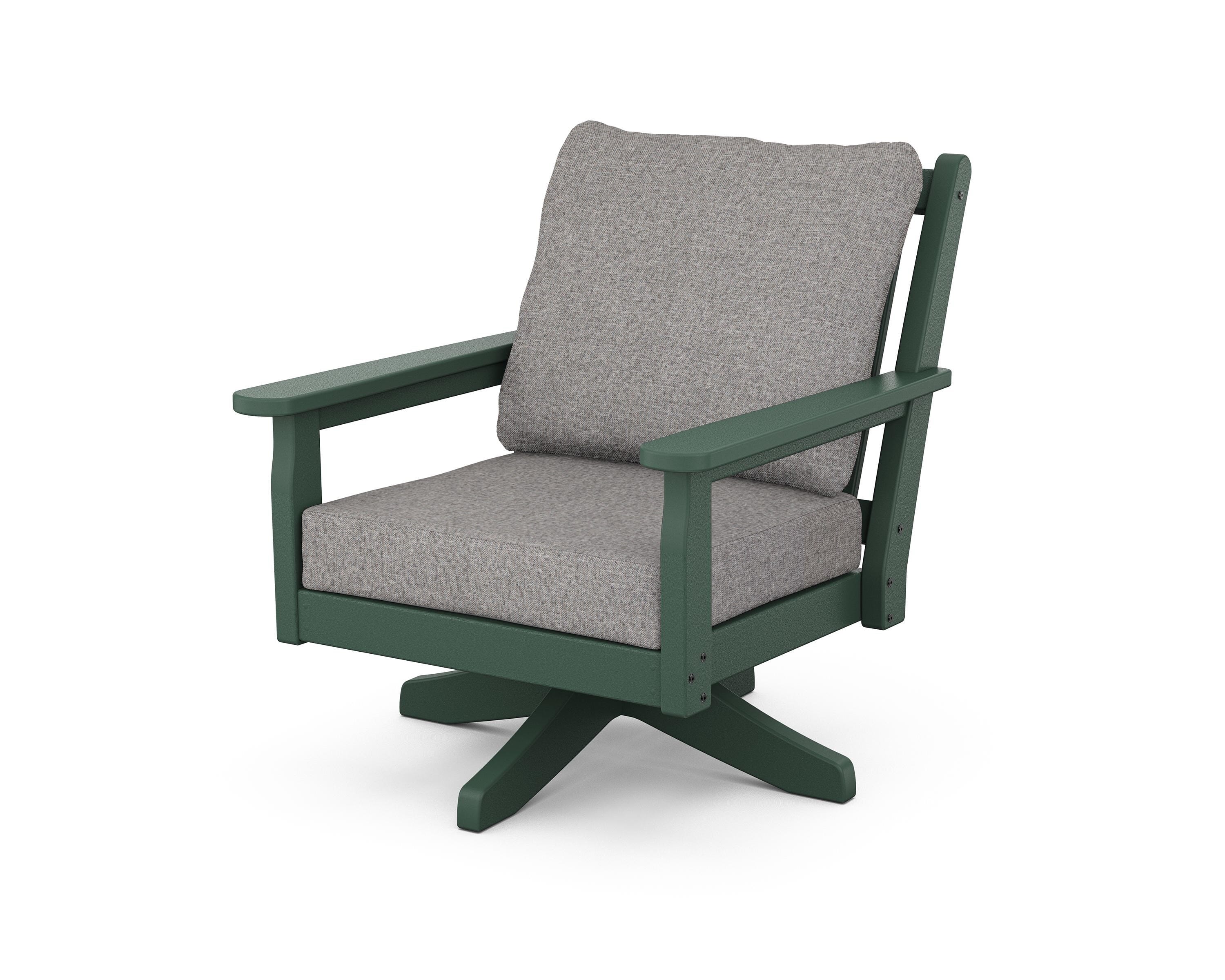 POLYWOOD® Chippendale Deep Seating Swivel Chair in Green / Grey Mist