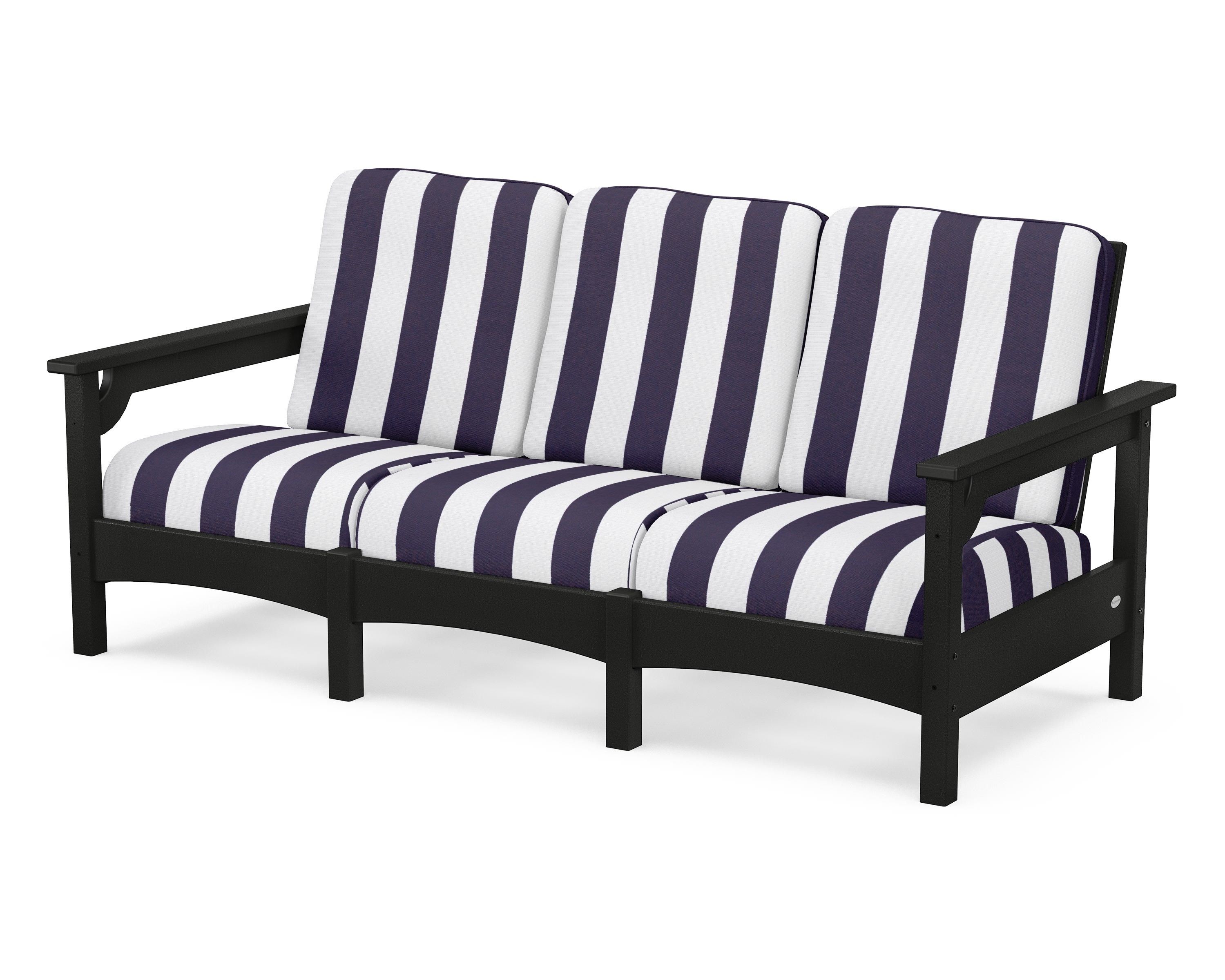 POLYWOOD® Club Sofa in Black / Cabana Stripe Navy