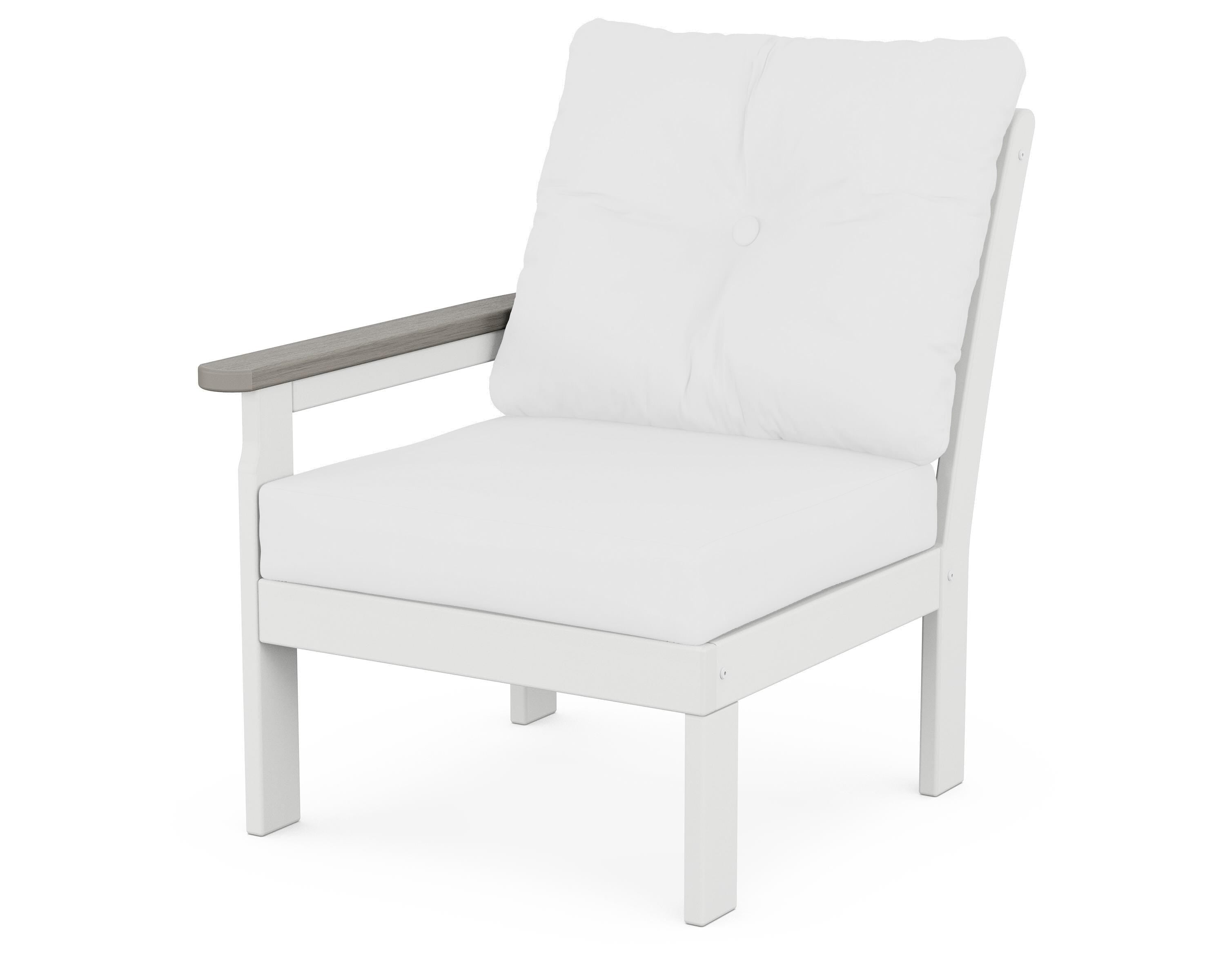POLYWOOD® Vineyard Modular Left Arm Chair in White / Driftwood / Natural
