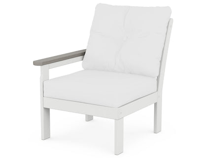 POLYWOOD® Vineyard Modular Left Arm Chair in White / Driftwood / Natural