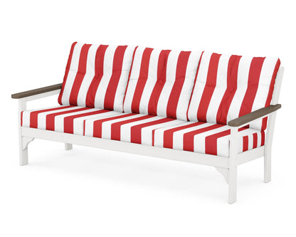 POLYWOOD® Vineyard Deep Seating Sofa in White / Kona / Cabana Stripe Crimson
