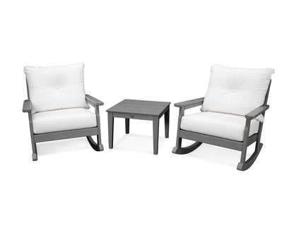 POLYWOOD® Vineyard 3-Piece Deep Seating Rocker Set in Slate Grey / Natural