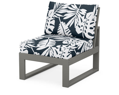 Unbranded Modular Armless Chair in Slate Grey / Leaf Marine Indigo
