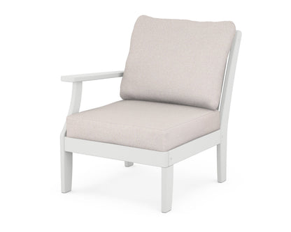POLYWOOD® Braxton Modular Left Arm Chair in White / Dune Burlap