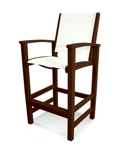 POLYWOOD® Coastal Bar Chair in Mahogany / White Sling