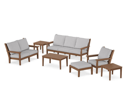 POLYWOOD® Chippendale 7-Piece Deep Seating Set in Teak / Granite